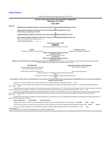 Miniature POSCO 20-F Rapport annuel 