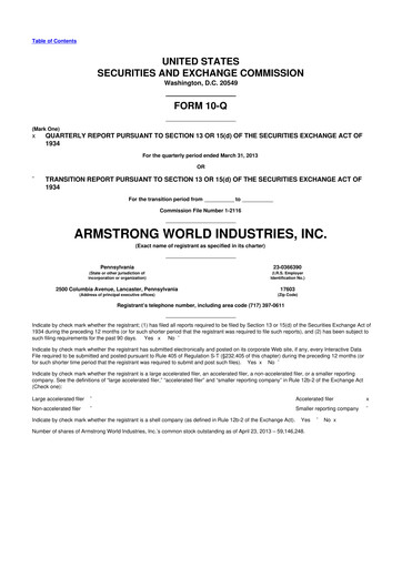 Vorschaubild Armstrong World Industries
 10-Q Quartalsbericht 2013 