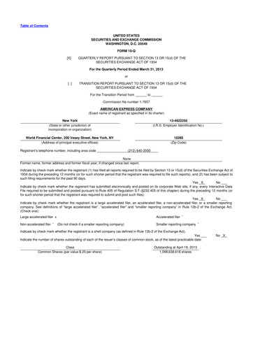Thumbnail American Express 10-Q Quarterly Report FY2013 