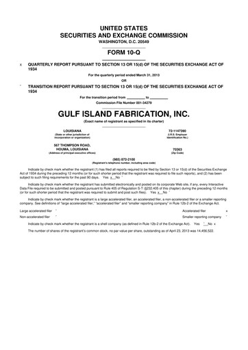 Thumbnail Gulf Island Fabrication
 10-Q Quarterly Report FY2013 