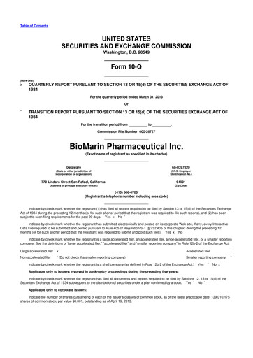 Thumbnail BioMarin Pharmaceutical 10-Q Quarterly Report FY2013 