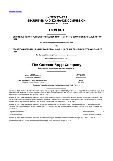 Vorschaubild Gorman-Rupp 10-Q Quartalsbericht 2013 