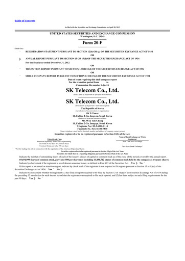 Miniature SK Telecom 20-F Rapport annuel 