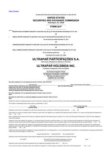 Vorschaubild Ultrapar Participacoes 20-F Jahresbericht 