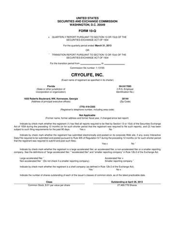 Thumbnail Artivion 10-Q Quarterly Report FY2013 