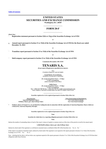 Thumbnail Tenaris 20-F Annual Report 