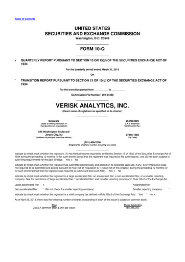 Miniature Verisk Analytics 10-Q Rapport trimestriel 2013 
