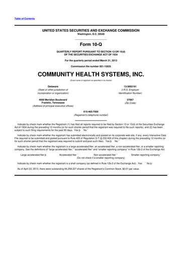 Thumbnail Community Health Systems
 10-Q Quarterly Report FY2013 