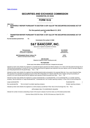 Thumbnail S&T Bancorp 10-Q Quarterly Report FY2013 