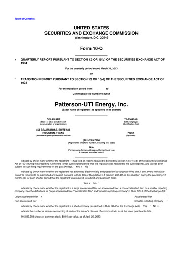 Thumbnail Patterson-UTI Energy 10-Q Quarterly Report FY2013 
