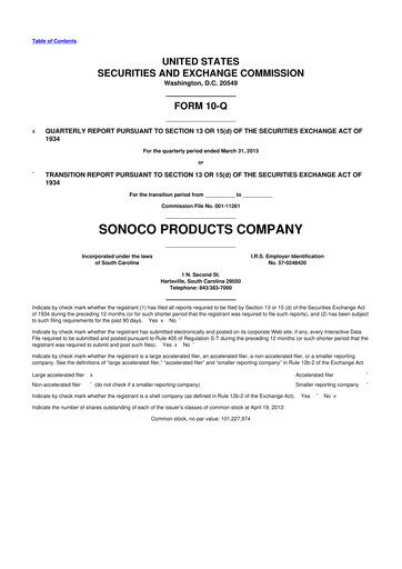 Thumbnail Sonoco 10-Q Quarterly Report FY2013 