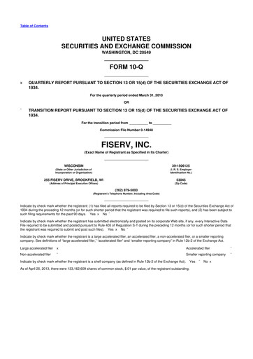 Vorschaubild Fiserv 10-Q Quartalsbericht 2013 