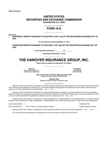 Thumbnail Hanover Insurance Group 10-Q Quarterly Report FY2013 