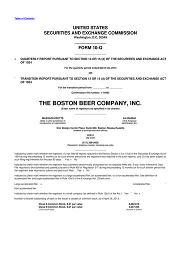 Thumbnail Boston Beer Company 10-Q Quarterly Report FY2013 