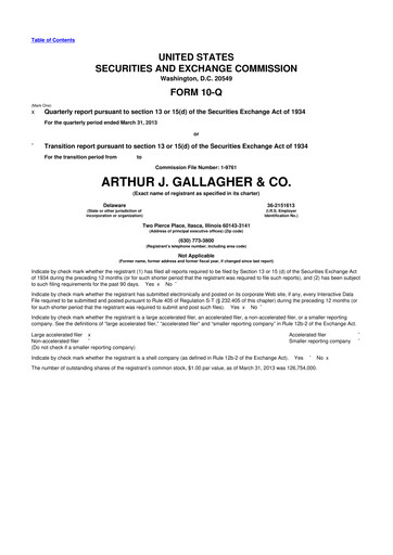 Thumbnail Arthur J. Gallagher & Co.
 10-Q Quarterly Report FY2013 