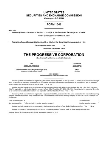 Thumbnail Progressive 10-Q Quarterly Report FY2013 