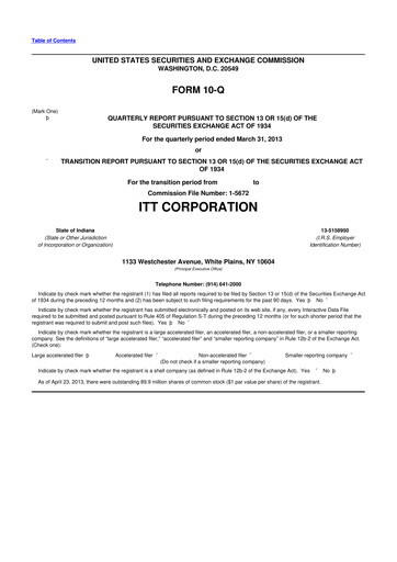 Thumbnail ITT 10-Q Quarterly Report FY2013 