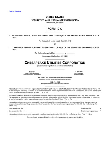 Thumbnail Chesapeake Utilities
 10-Q Quarterly Report FY2013 