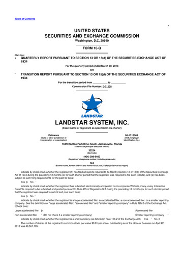 Thumbnail Landstar System
 10-Q Quarterly Report FY2013 
