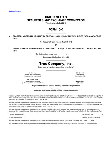 Vorschaubild Trex 10-Q Quartalsbericht 2013 