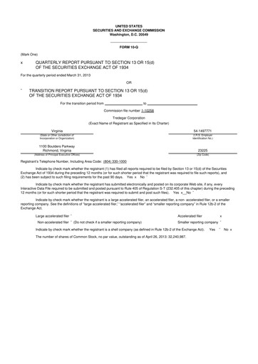 Thumbnail Tredegar 10-Q Quarterly Report FY2013 