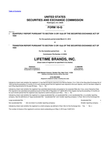 Miniature Lifetime Brands 10-Q Rapport trimestriel 2013 