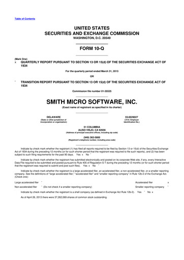Thumbnail Smith Micro Software
 10-Q Quarterly Report FY2013 