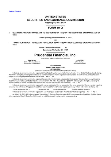 Thumbnail Prudential Financial 10-Q Quarterly Report FY2013 