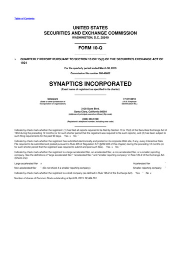 Thumbnail Synaptics 10-Q Quarterly Report FY2013 