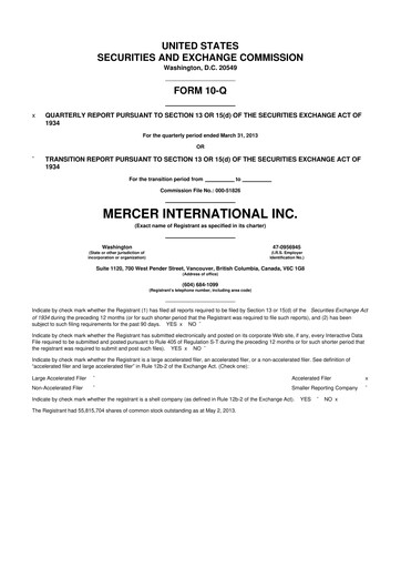 Thumbnail Mercer International 10-Q Quarterly Report FY2013 