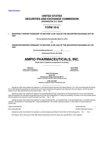 Thumbnail Ampio Pharmaceuticals 10-Q Quarterly Report FY2013 