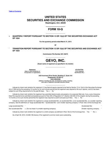 Thumbnail Gevo 10-Q Quarterly Report FY2013 