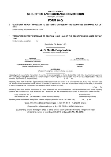 Thumbnail A. O. Smith 10-Q Quarterly Report FY2013 