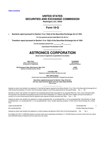Thumbnail Astronics Corporation
 10-Q Quarterly Report FY2013 
