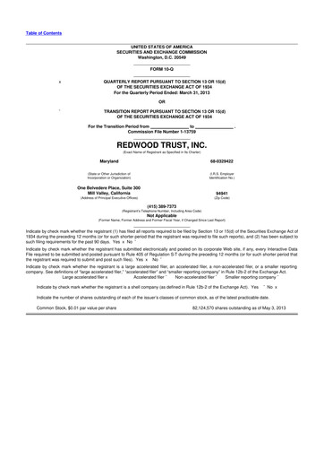 Vorschaubild Redwood Trust 10-Q Quartalsbericht 2013 