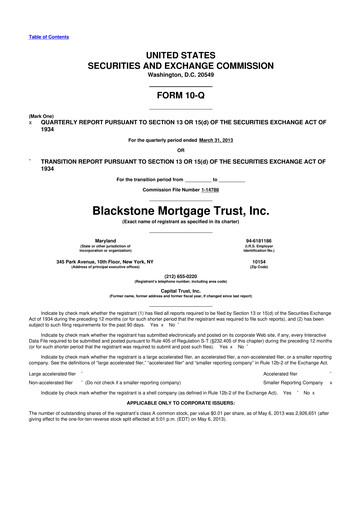 Thumbnail Blackstone Mortgage Trust
 10-Q Quarterly Report FY2013 