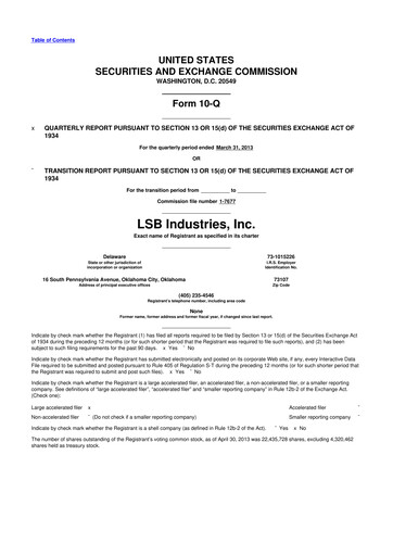 Thumbnail LSB Industries 10-Q Quarterly Report FY2013 
