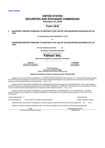 Thumbnail Yahoo Inc. 10-Q Quarterly Report FY2013 