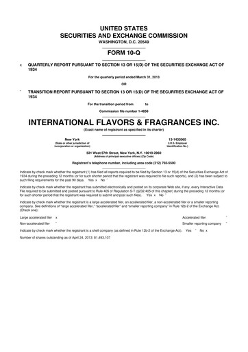 Miniature International Flavors & Fragrances
 10-Q Rapport trimestriel 2013 