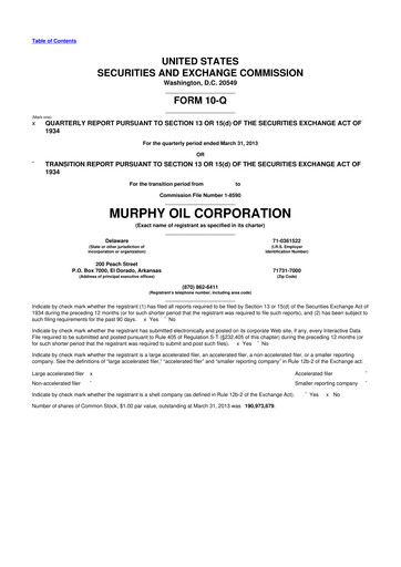 Thumbnail Murphy Oil
 10-Q Quarterly Report FY2013 