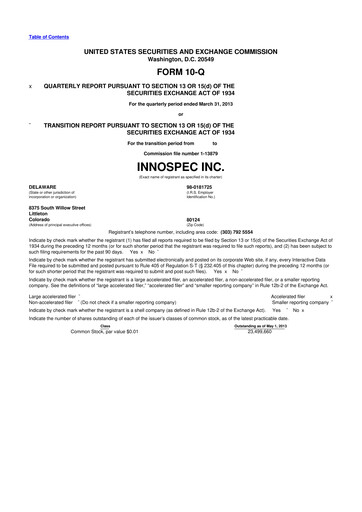 Thumbnail Innospec 10-Q Quarterly Report FY2013 