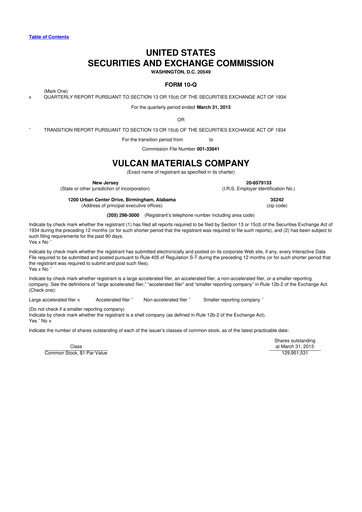 Thumbnail Vulcan Materials 10-Q Quarterly Report FY2013 