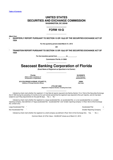 Thumbnail Seacoast Banking 10-Q Quarterly Report FY2013 