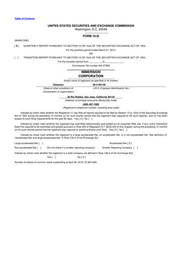 Miniature Immersion Corporation
 10-Q Rapport trimestriel 2013 