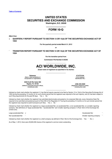 Thumbnail ACI Worldwide
 10-Q Quarterly Report FY2013 