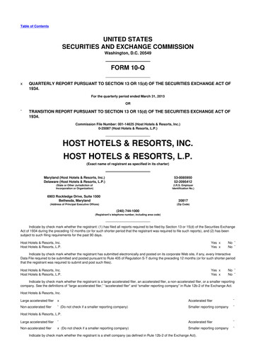 Thumbnail Host Hotels & Resorts
 10-Q Quarterly Report FY2013 
