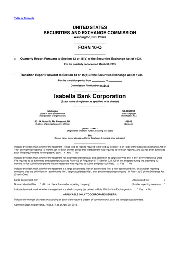Thumbnail Isabella Bank Corporation 10-Q Quarterly Report FY2013 