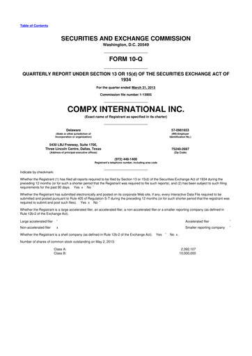 Thumbnail CompX International 10-Q Quarterly Report FY2013 