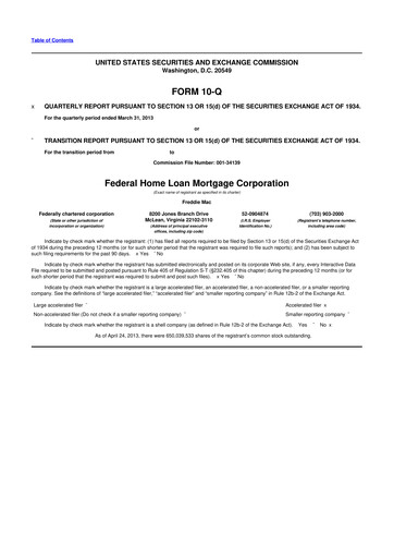 Thumbnail Freddie Mac
 10-Q Quarterly Report FY2013 