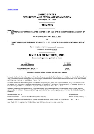 Thumbnail Myriad Genetics 10-Q Quarterly Report FY2013 